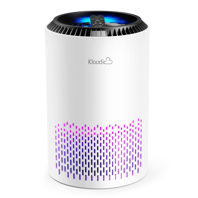 Kloudic Tabletop Air Purifier for Home Pet Hair Allergies 99.9 Removal for Room 215 sq. ft 11 H x 7 W x 7 D White